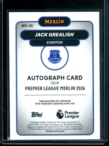 2026 Topps Merlin Jack Grealish Refractor Autograph Everton FC