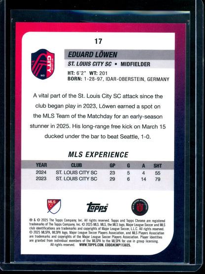 2025 Topps Chrome Eduard Lowen Gold Refractor /50 St. Louis FC