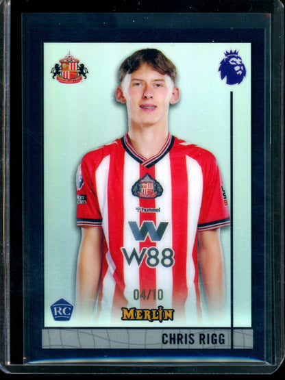 2026 Panini Merlin Chris Rigg Black Rookie Refractor /10 Sunderland A.F.C.