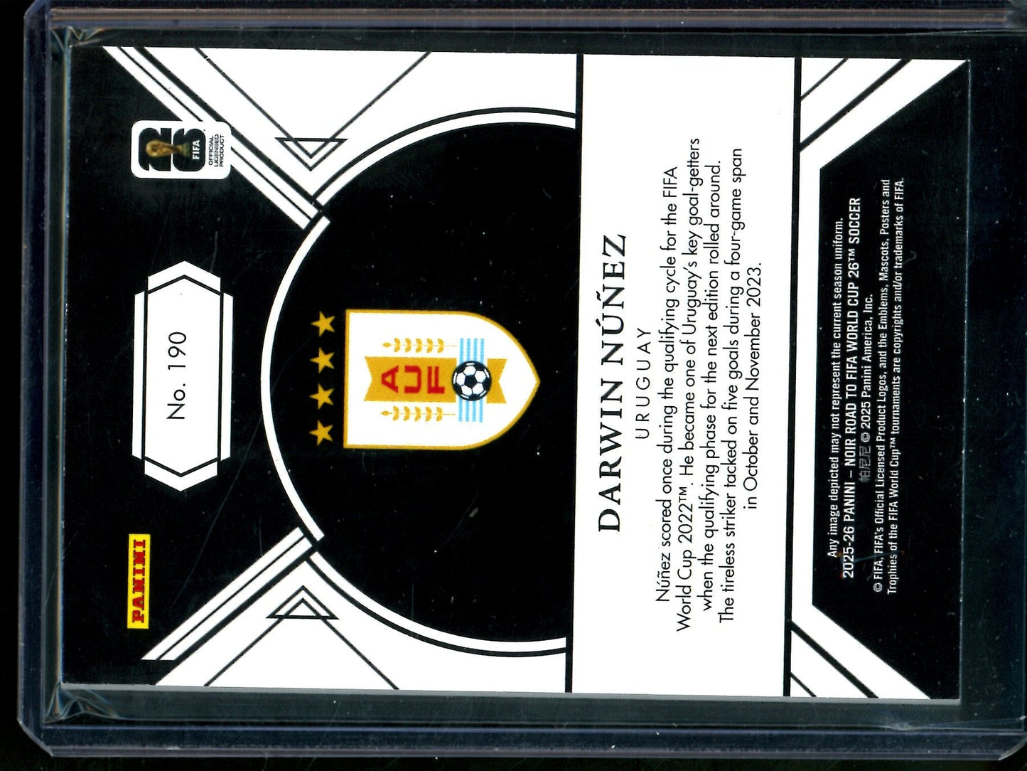 2025 Panini Noir Darwin Nunez World Cup /10 Uruguay