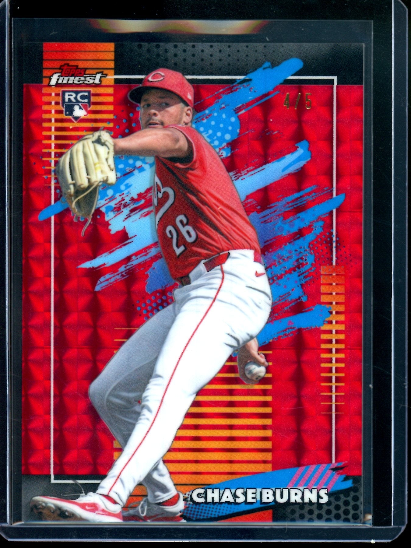 2026 Topps Finest Chase Burns Red Geometric Refractor Rookie /5 Reds