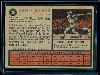 1962 Topps Ernie Banks #25 Cubs