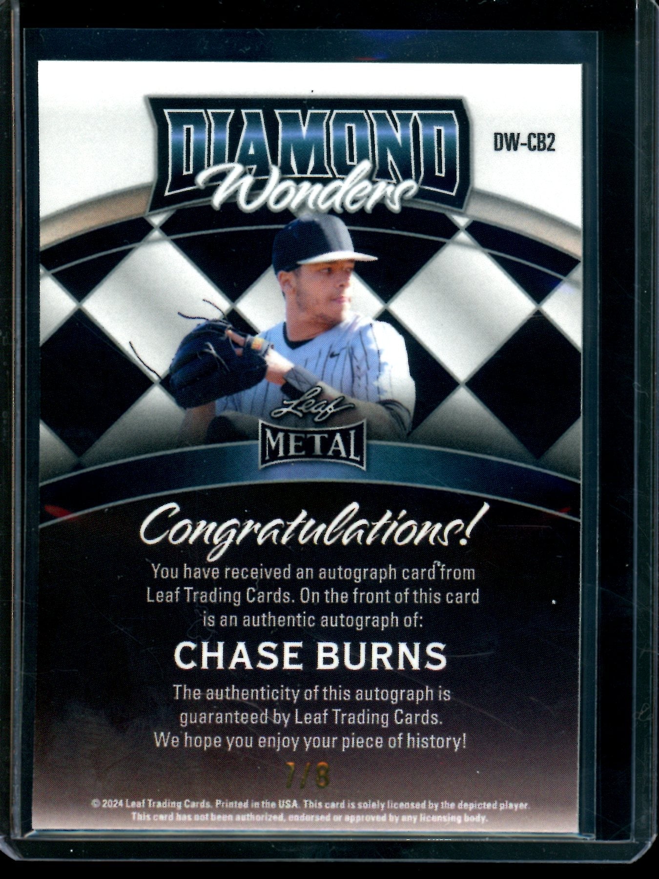 2024 Leaf Metal Chase Burns Diamond Wonders Autograph /8 Reds