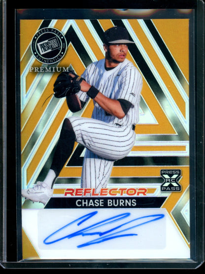 2024 Leaf Press Pass Chase Burns Reflector Rookie Autograph Gold /5 Reds