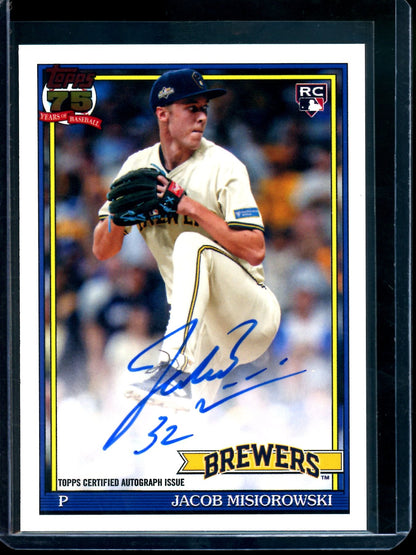 2026 Topps Flagship Jacob Misiorowski 1991 Rookie Autograph Brewers