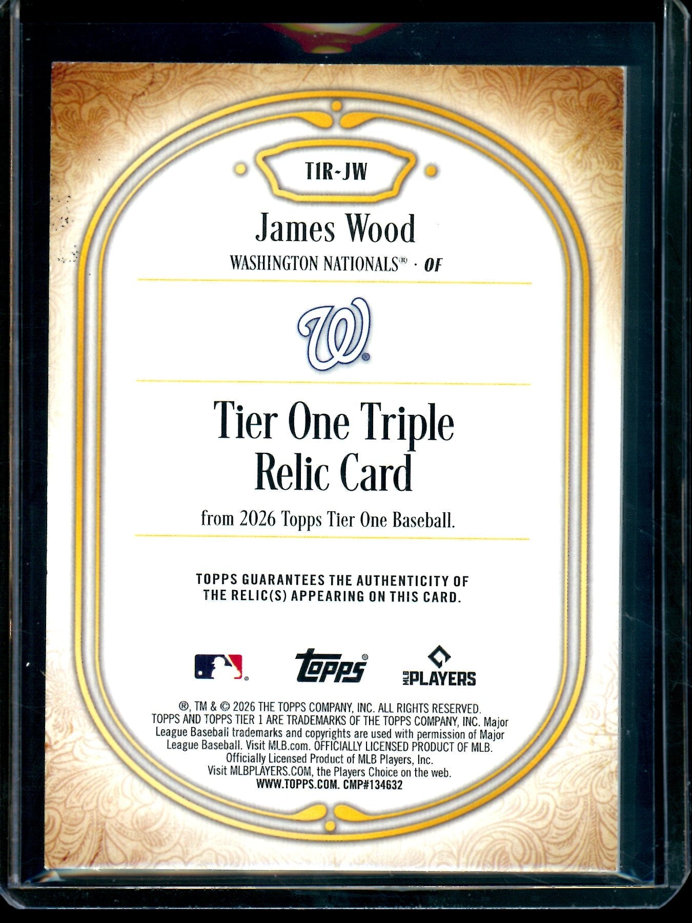 2026 Topps Tier One James Wood Green Triple Relic /49 Nationals