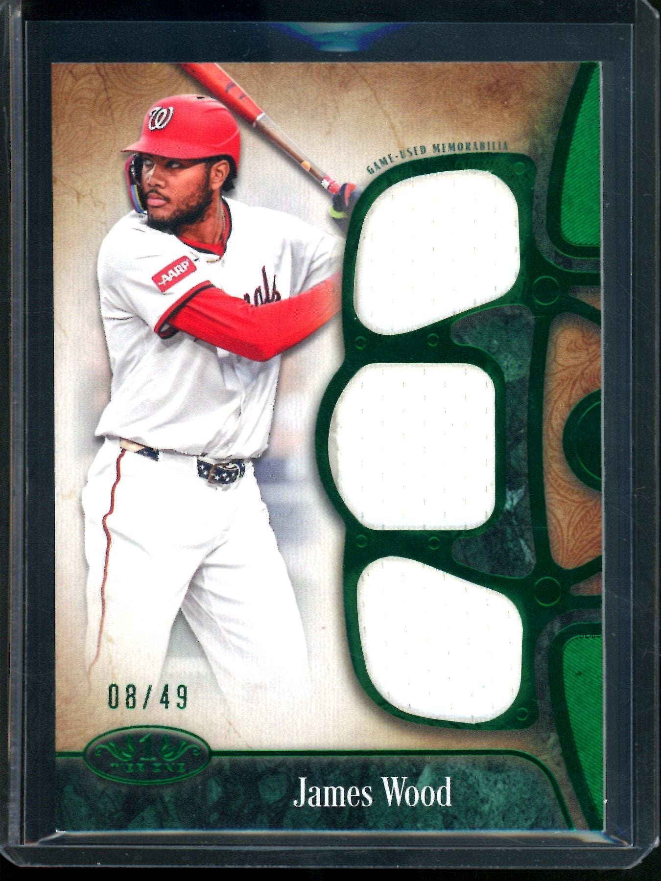 2026 Topps Tier One James Wood Green Triple Relic /49 Nationals