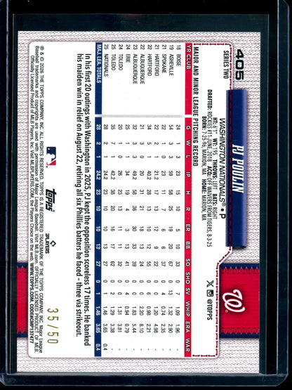 2025 Topps Flagship PJ Poulin Rookie Gold Foil /50 Nationals