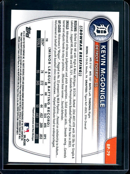 2025 Bowman Kevin McGonigle 1st Green Bandana /99 Tigers