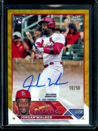 2023 Topps Chrome Jordan Walker Gold Wave Rookie Autograph /50 Cardinals
