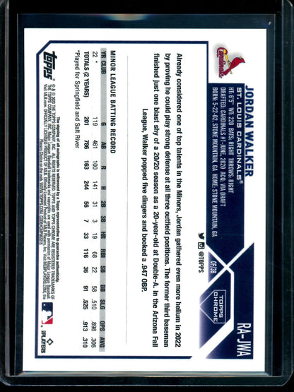 2023 Topps Chrome Jordan Walker Gold Wave Rookie Autograph /50 Cardinals