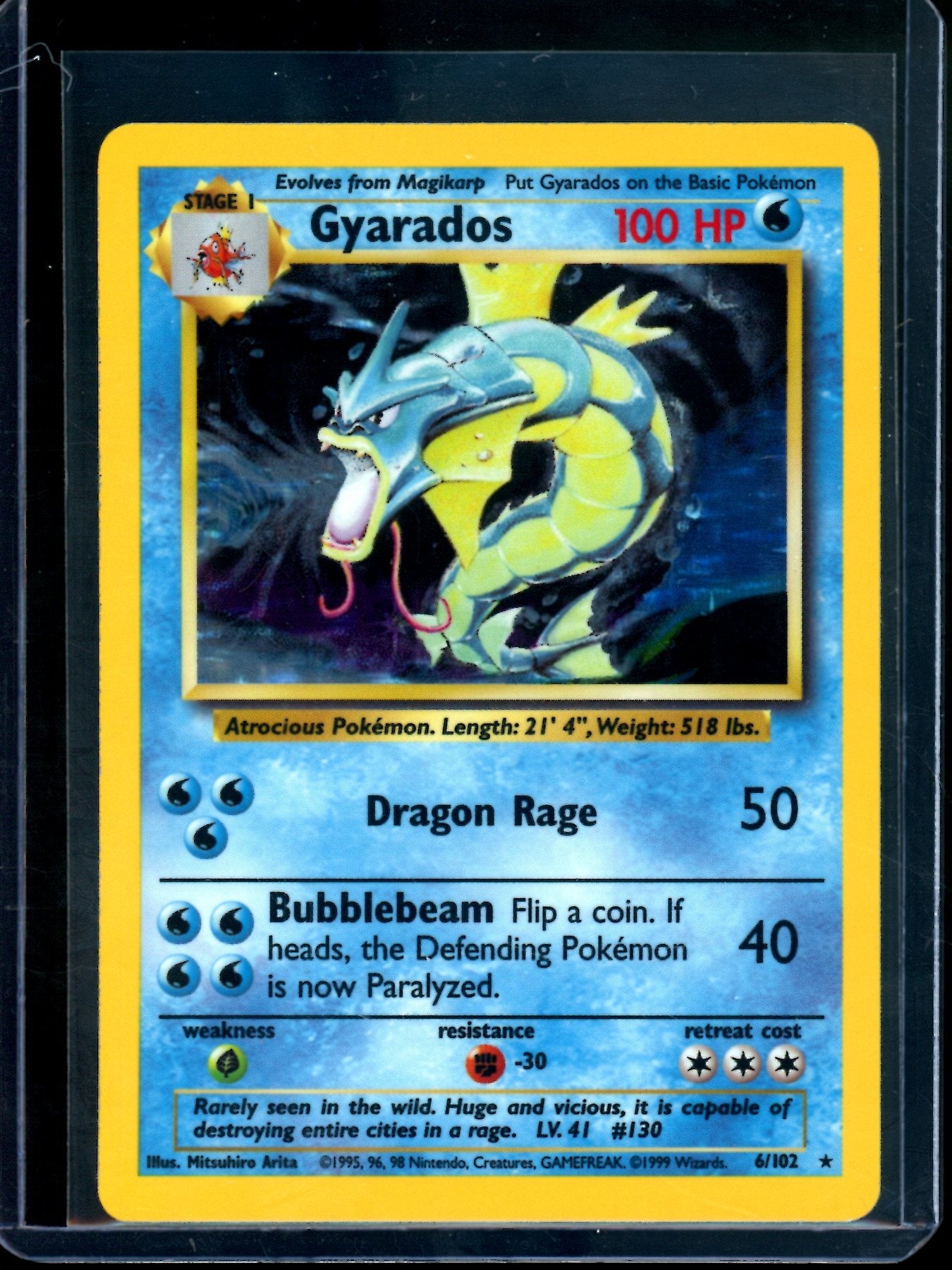 1999 Pokemon Base Set Gyarados Holo 6/102