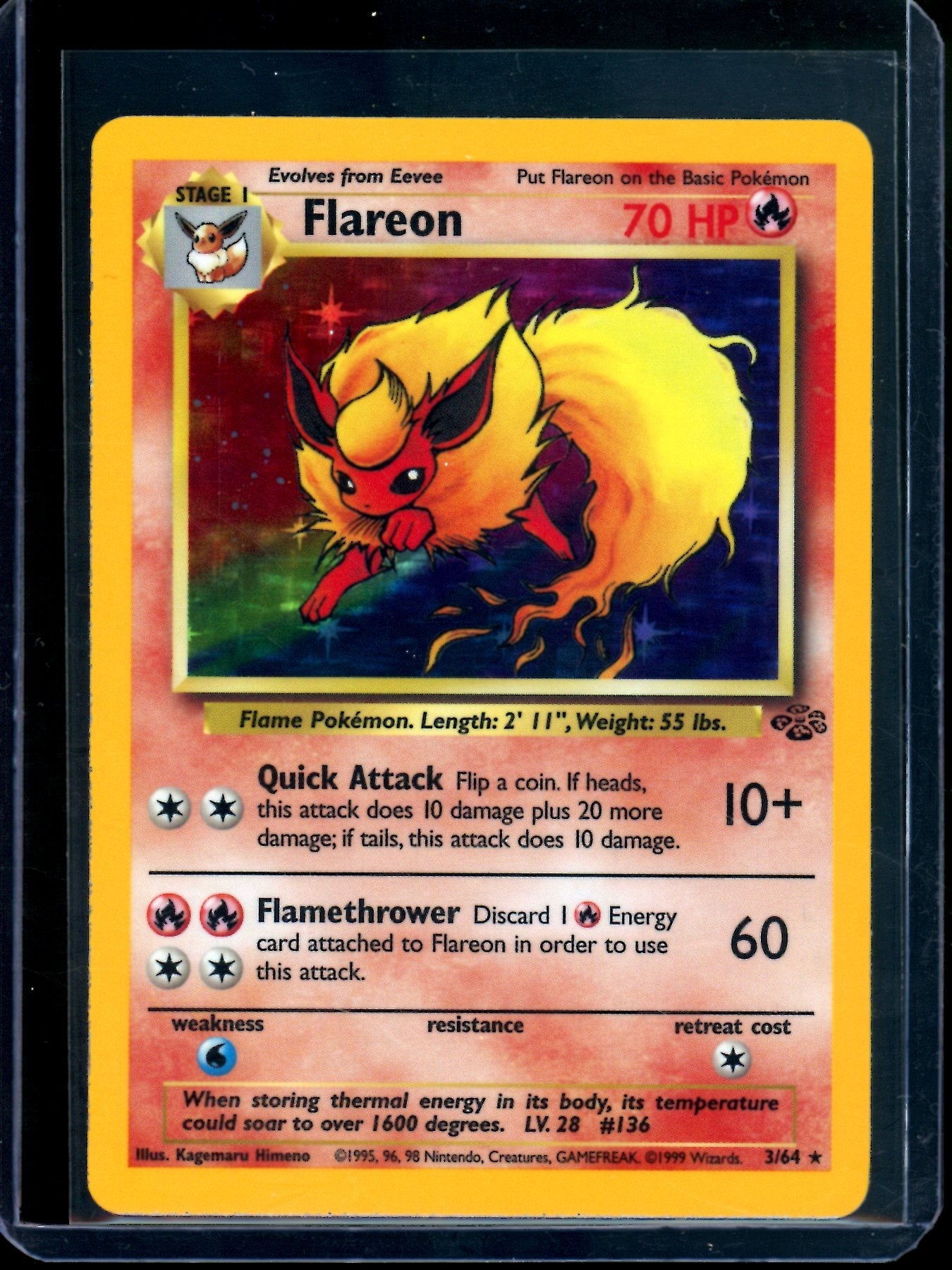 1999 Pokemon Jungle Flareon Holo #3/64