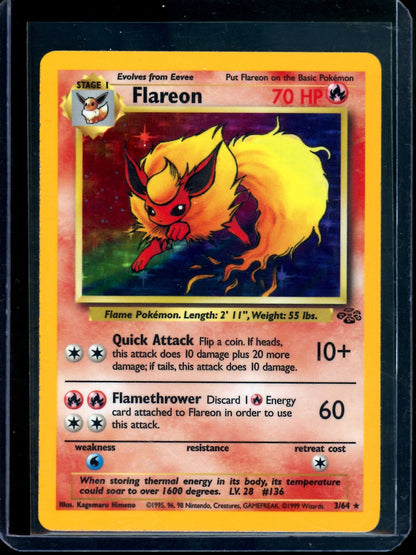 1999 Pokemon Jungle Flareon Holo #3/64