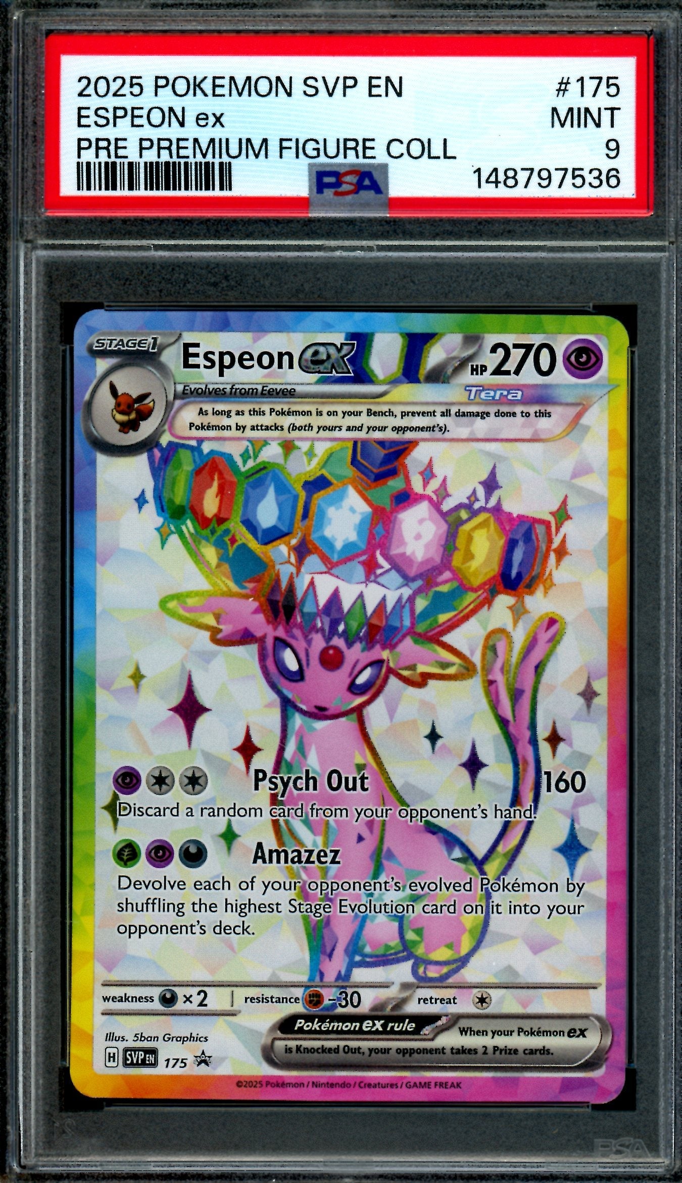 2025 Pokemon Premium Figure Collection Espeon EX 175 Promo PSA 9