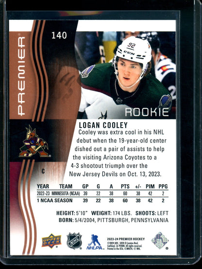 2024 Upper Deck Premier Logan Cooley Rookie /25 Coyotes