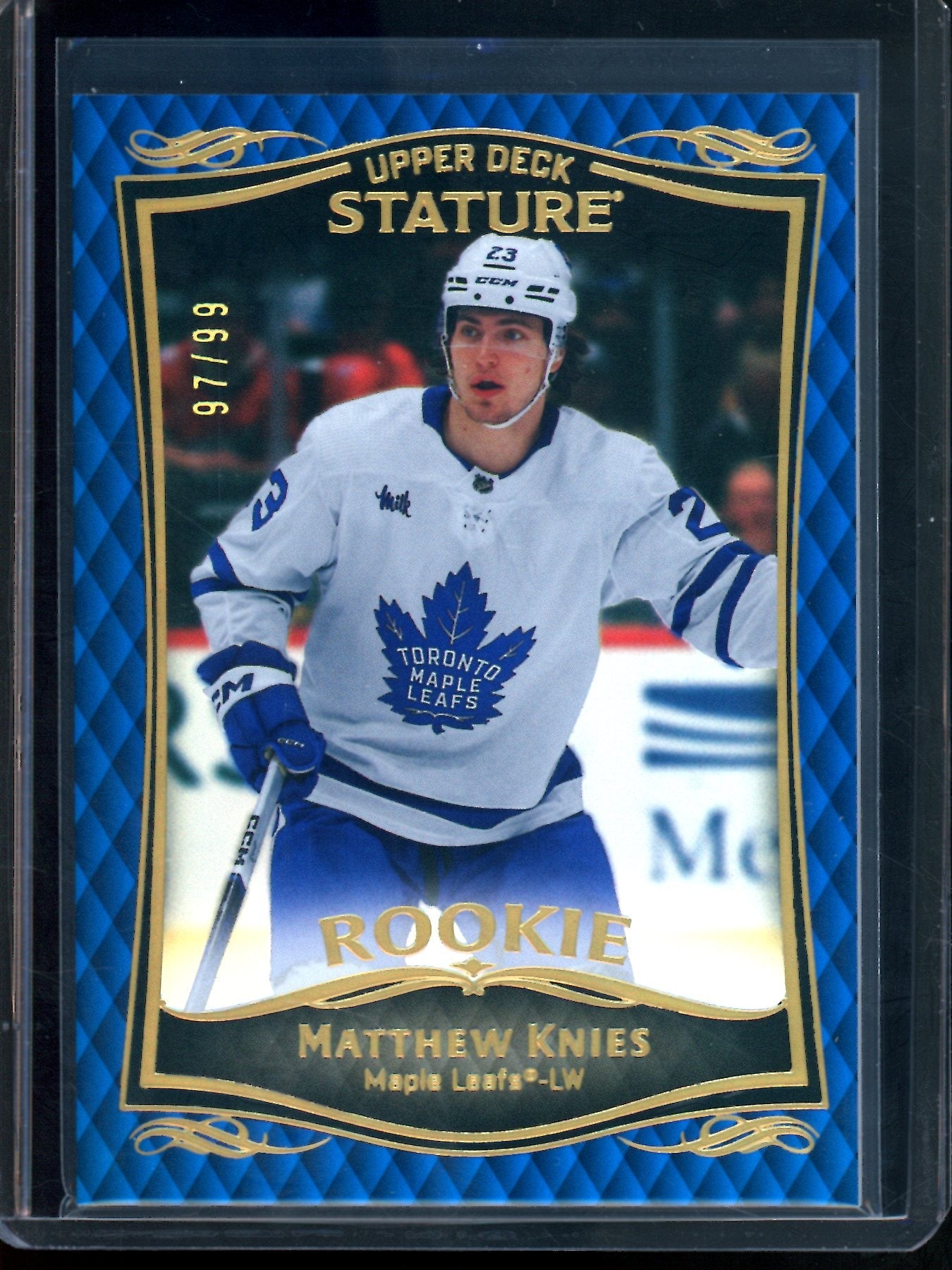 2025 Upper Deck Stature Matthew Knies Rookie Blue /99 Maple Leafs