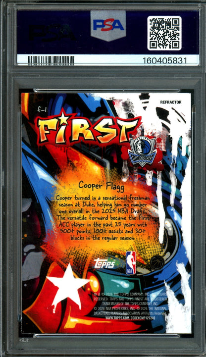 2026 Topps Finest Cooper Flagg Refractor Rookie PSA 9 Mavericks