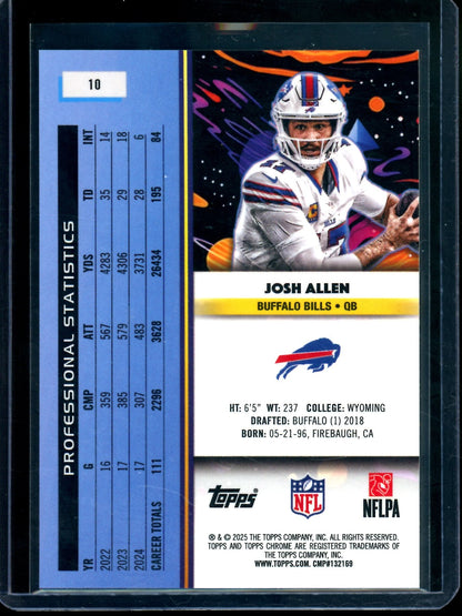 2025 Topps Cosmic Josh Allen Green Speckle Refractor /75 Bills