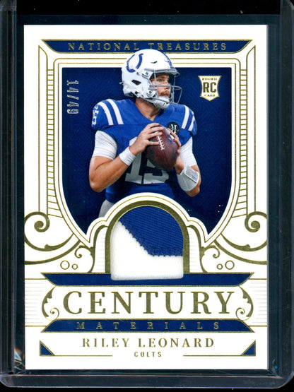 2025 Panini National Treasures Riley Leonard Century Rookie Patch /49 Colts