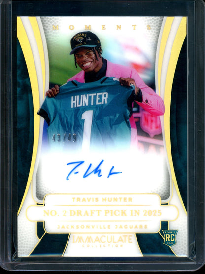2025 Panini Immaculate Travis Hunter Autograph Draft Picks Moments /49 Jaguars