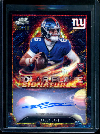 2025 Topps Cosmic Jaxson Dart Rookie Solar Flare Signatures Black /10 Giants