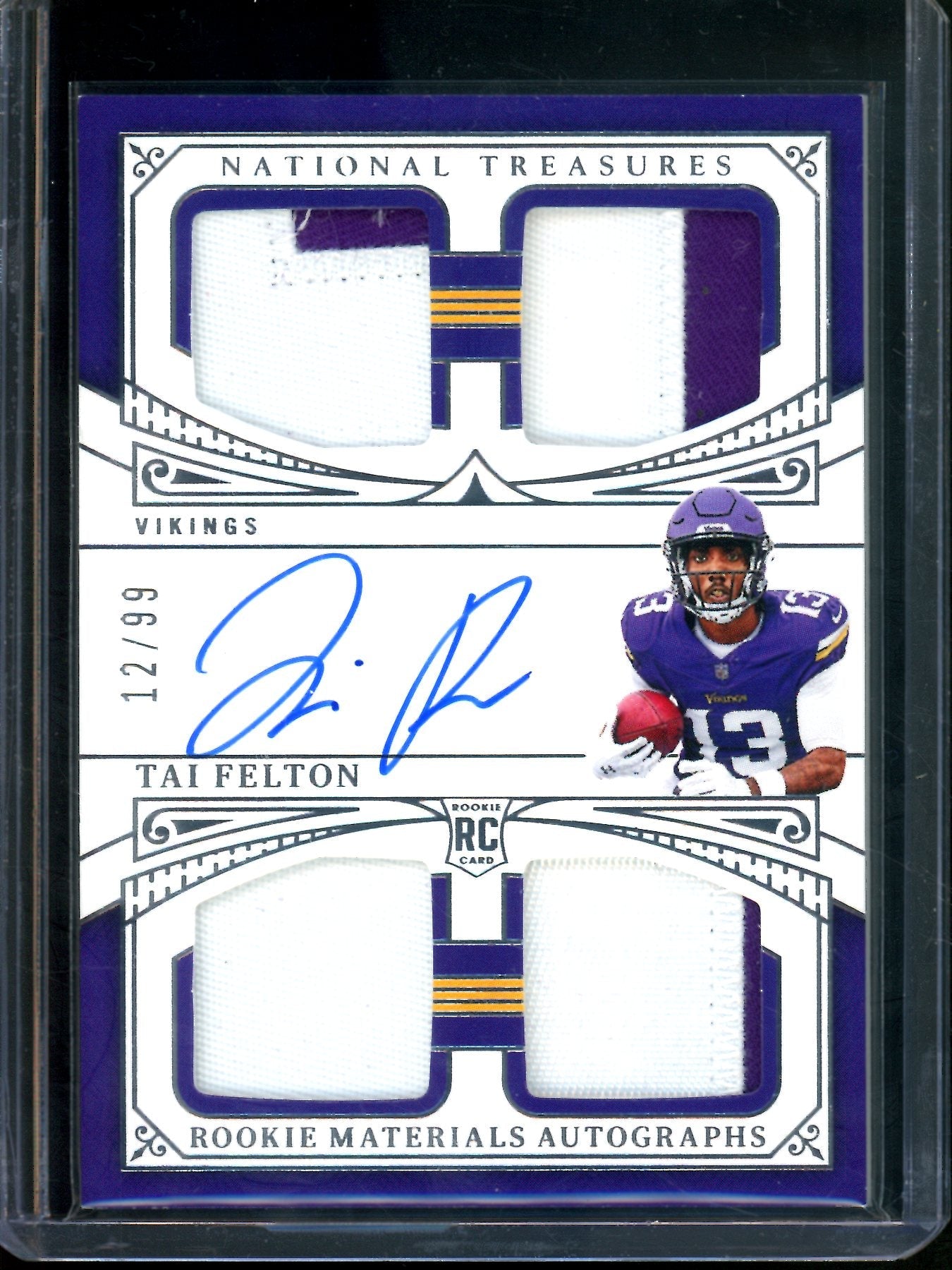 2025 Panini National Treasures Tai Felton Rookie Material Autographs /99 Vikings