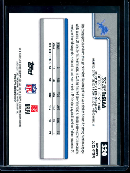 2025 Topps Chrome Isaac TeSlaa Orange Refractor Rookie /25 Lions