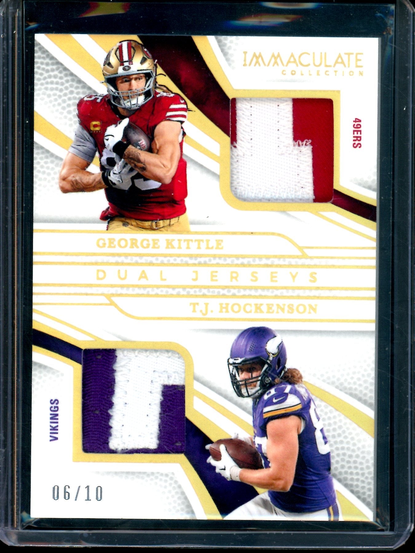 2025 Panini Immaculate George Kittle / TJ Hockenson Dual Jerseys Gold /10 49ers / Vikings