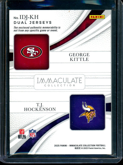 2025 Panini Immaculate George Kittle / TJ Hockenson Dual Jerseys Gold /10 49ers / Vikings
