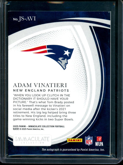 2025 Panini Immaculate Adam Vinatieri Jubilee Autograph /49 Patriots