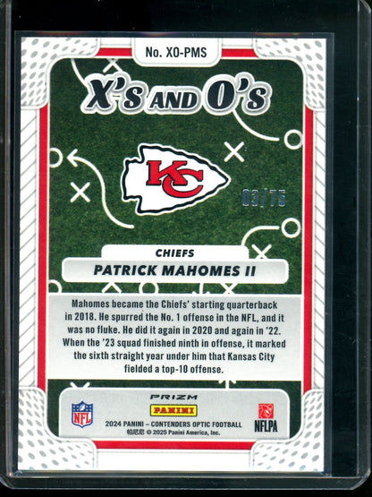 2024 Panini Contenders Optic Patrick Mahomes II X's and O's Pink /75 Chiefs