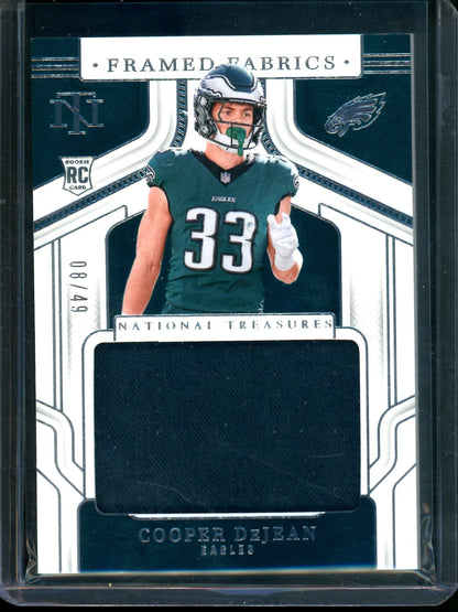 2024 Panini National Treasures Cooper DeJean Framed Fabrics Rookie /49 Eagles