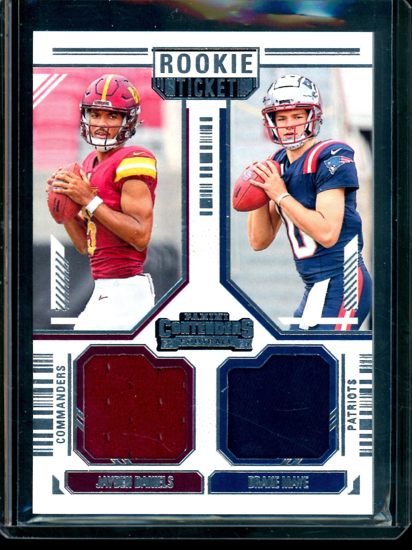2024 Panini Contenders Jayden Daniels / Drake Maye Rookie Ticket Dual Commanders / Patriots