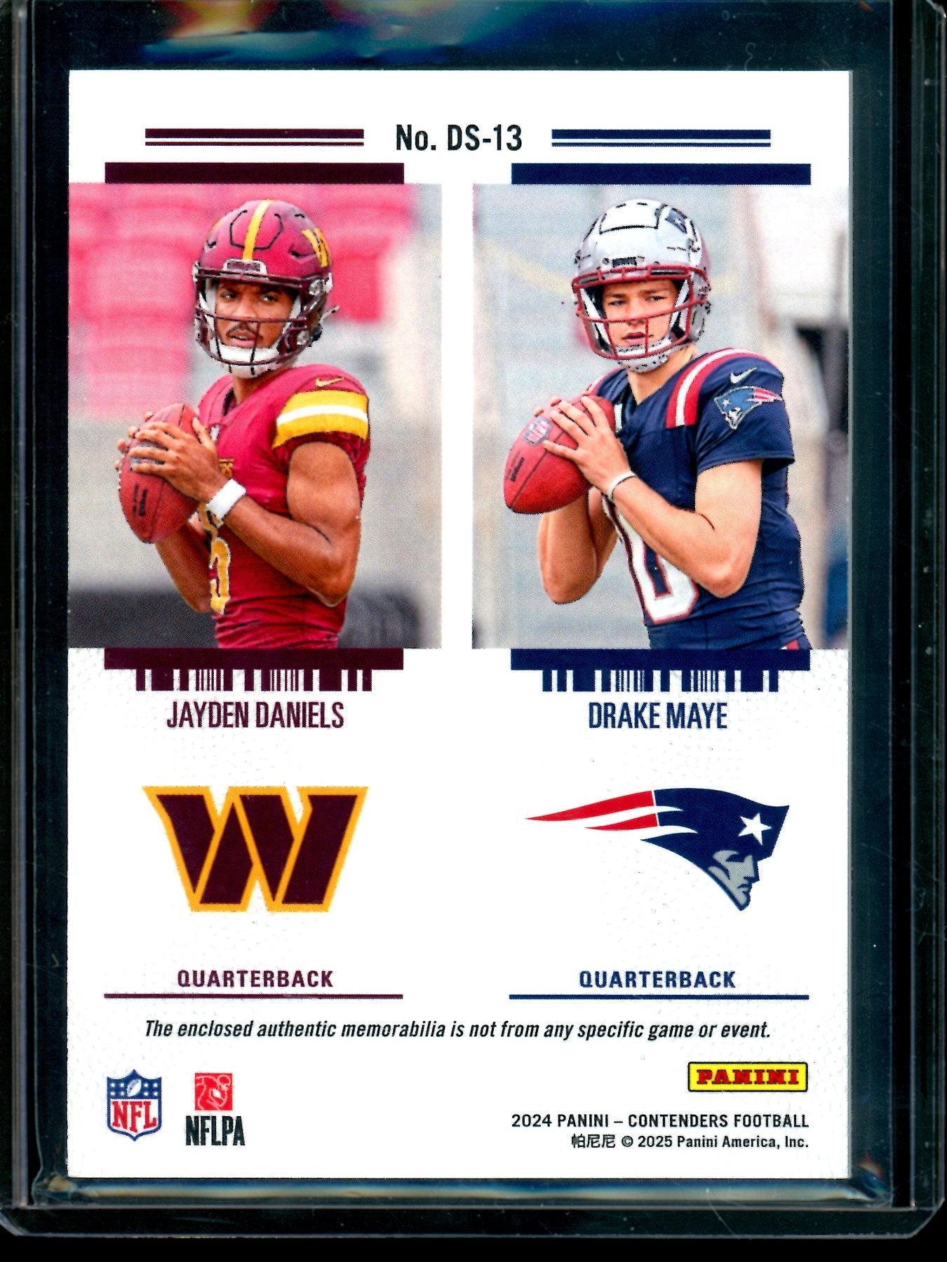 2024 Panini Contenders Jayden Daniels / Drake Maye Rookie Ticket Dual Commanders / Patriots