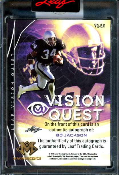 2026 Leaf Magnificence Bo Jackson Vision Quest Autograph /3 Sealed Raiders