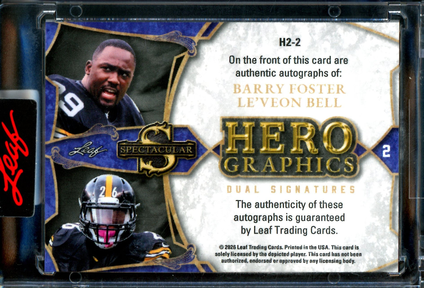2026 Leaf Magnificence Barry Foster / Le'Veon Bell Hero Graphics Dual Autograph /5 Steelers
