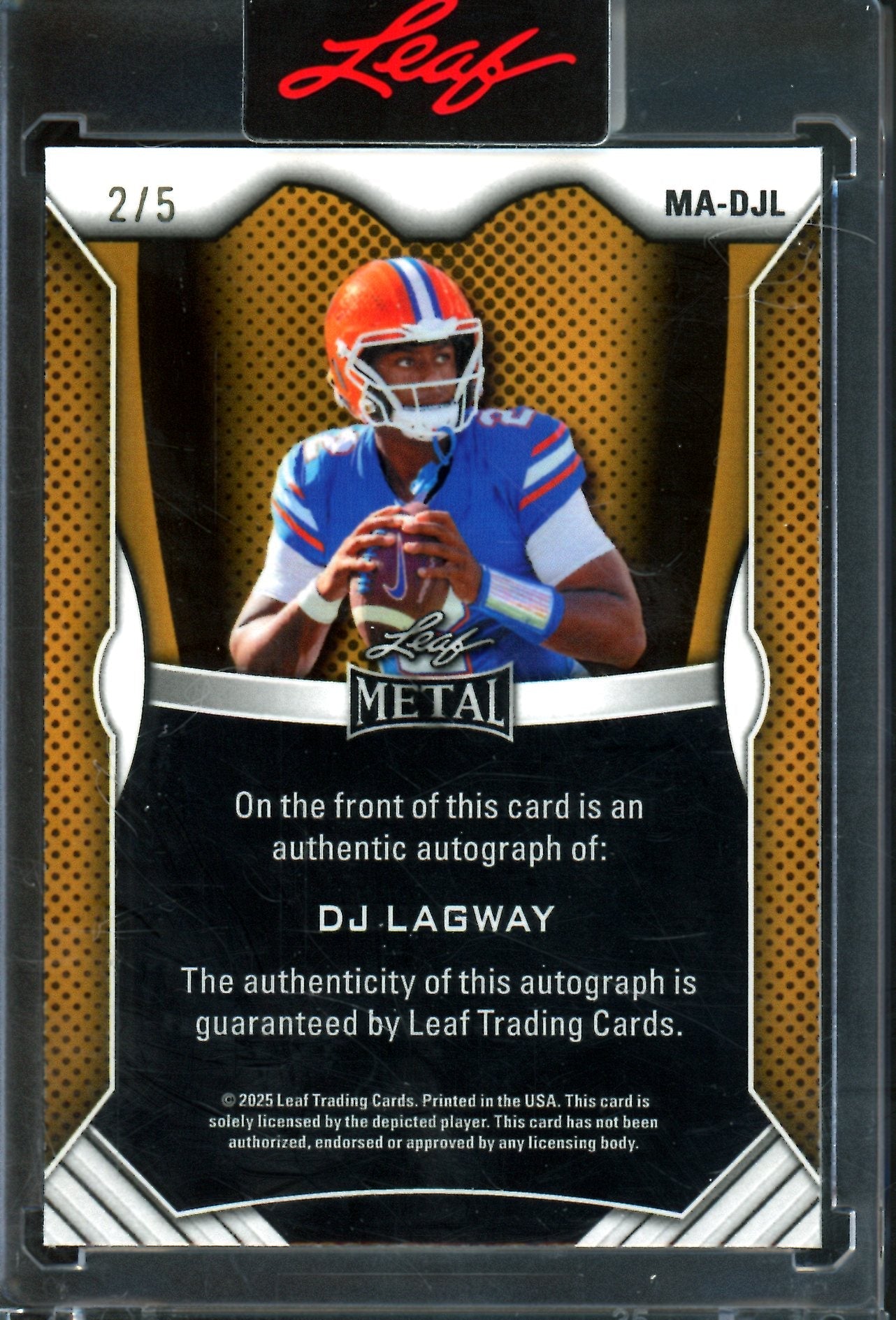 2025 Leaf Metal DJ Lagway Sealed Autograph /5 Gators