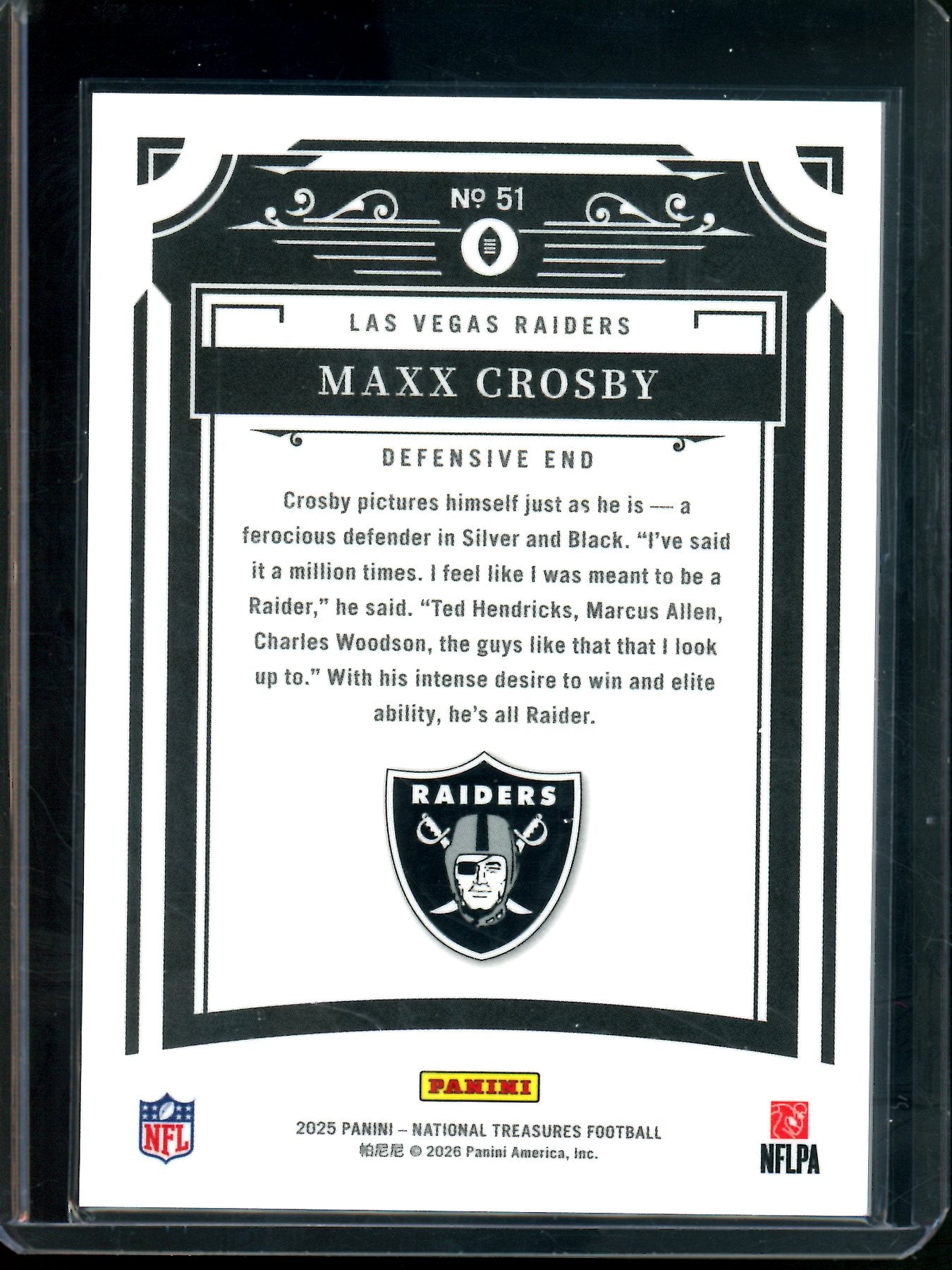 2025 Panini National Treasures Maxx Crosby /35 Raiders