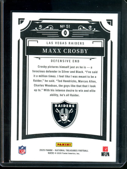 2025 Panini National Treasures Maxx Crosby /35 Raiders