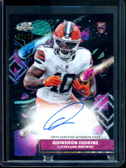 2025 Topps Cosmic Chrome Quinshon Judkins Black Refractor Rookie Autograph /10 Browns