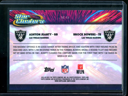 2025 Topps Cosmic Chrome Ashton Jeanty / Brock Bowers Star Clusters Gold Lazer /50 Raiders