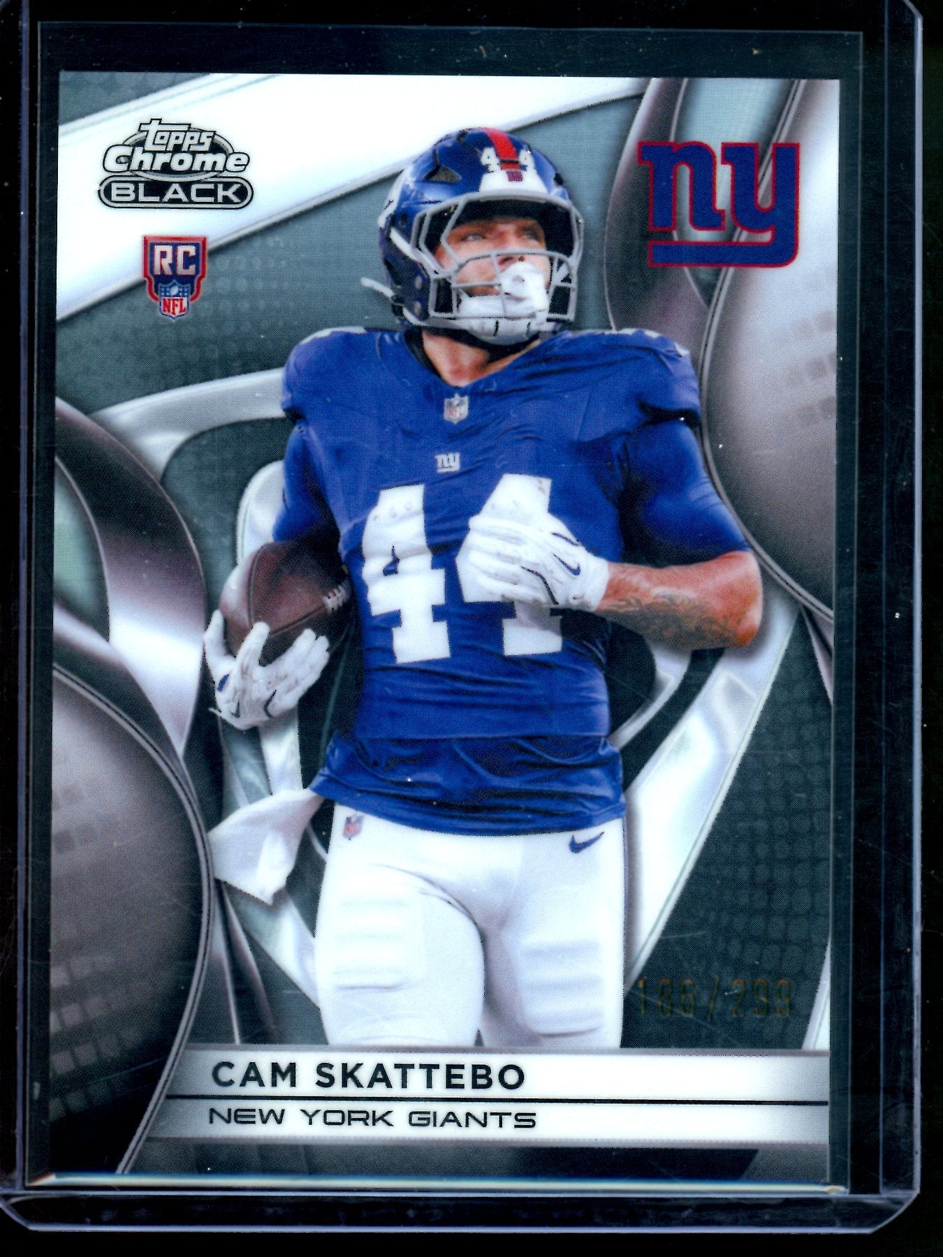 2025 Topps Chrome Black Cam Skattebo Rookie Refractor /299 Giants