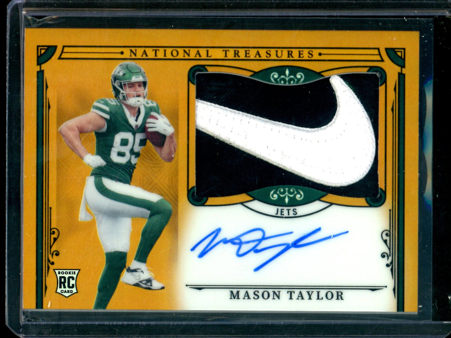 2025 Panini National Treasures Mason Taylor Nike Swoosh Gold Rookie Patch Autograph /10 Jets