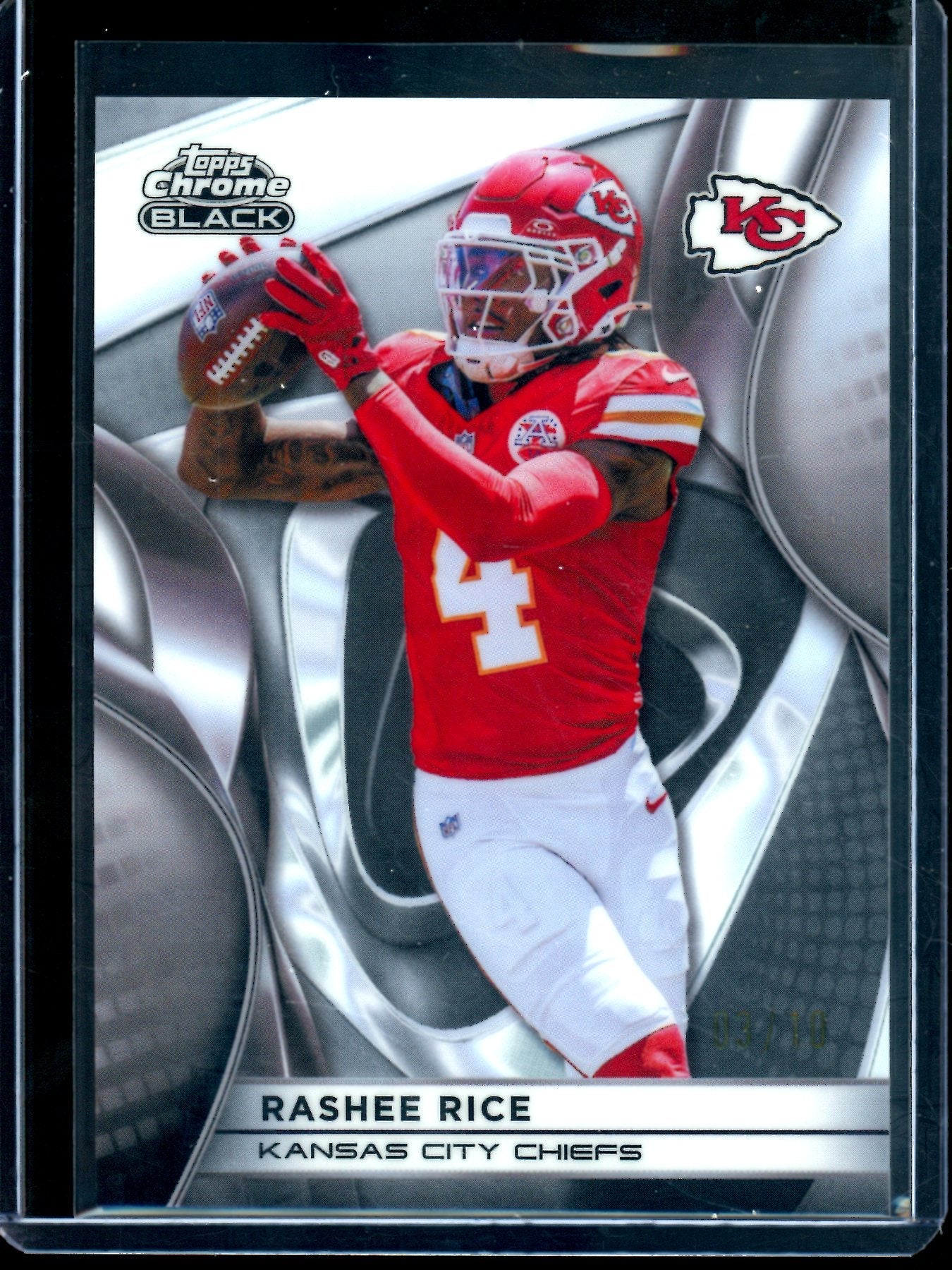 2025 Topps Chrome Black Rashee Rice Refractor /10 Chiefs