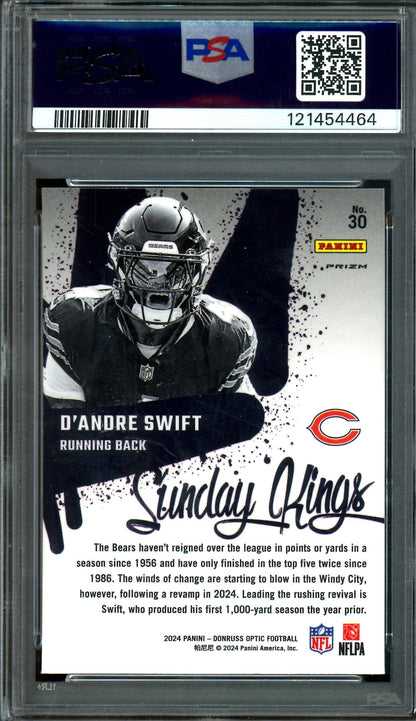 2024 Panini Optic D'Andre Swift Sunday Kings Case Hit PSA 9 Bears