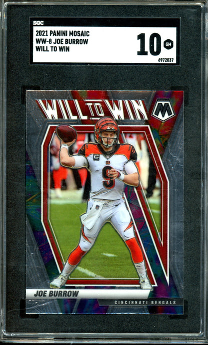 2021 Panini Mosaic Joe Burrow Will to Win SGC 10 Bengals