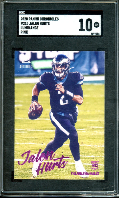 2020 Panini Chronicles Jalen Hurts Luminance Pink Rookie SGC 10 Eagles