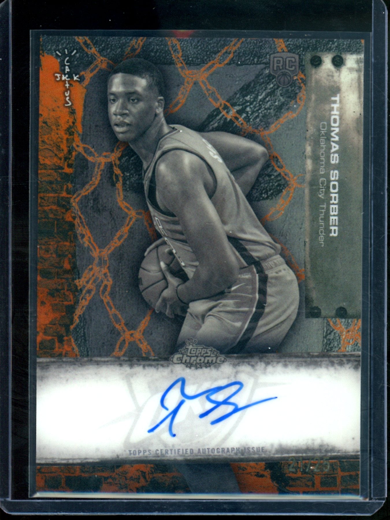2026 Topps Cactus Jack Thomas Sorber Orange Rookie Autograph /25 Thunder