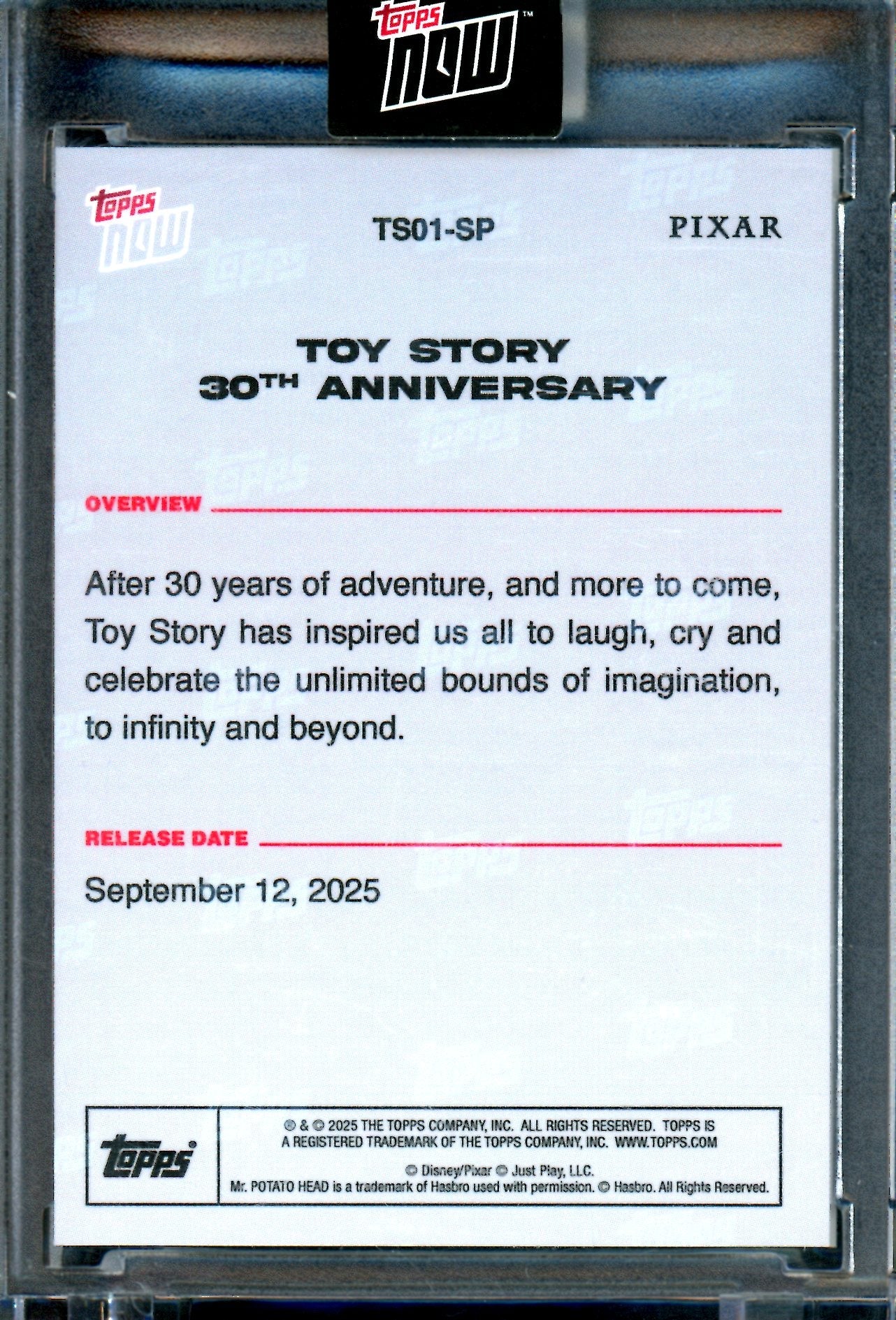 2025 Topps Now Toy Story Foil 30th Anniversary #TS01-SP